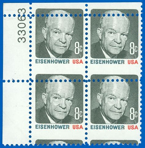 US Scott 1394 Misperfed PB 4 Eisenhower Mint NH With Gum Skips SK