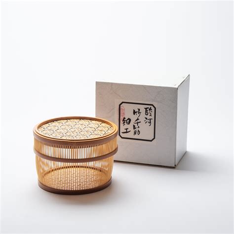 Hexagonal Suruga Bamboo Basketry Basket With Lid Musubi Kiln