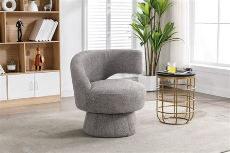 GREATPLANINC 360° Rotating Chair Round Armchairs with Wide Upholstered ...