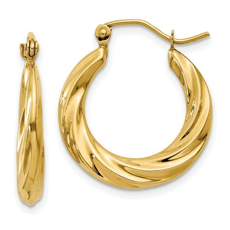 Icecarats 14k Yellow Gold Twisted Hoop Earrings Ear Hoops Set