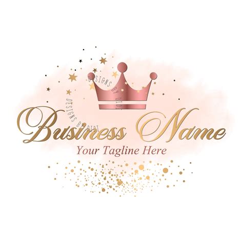 Custom Logo Design Pink Gold Logo Rose Gold Sparkle Crown Etsy