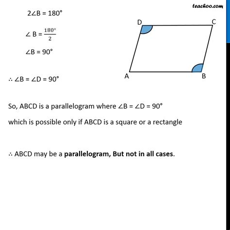 Class 8 Can Quadrilateral ABCD Be A Parallelogram If D B 180