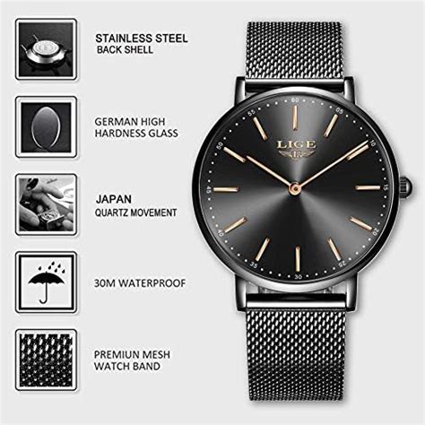 Lige Hommes Montres Mode Tanche Extra Plate En Acier Inoxydable Montre