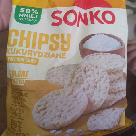 Chipsy kukurydziane solone 60 g Sonko kalorie kJ i wartości odżywcze