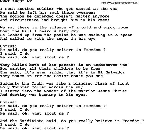 Kris Kristofferson song: What About Me.txt, lyrics and chords