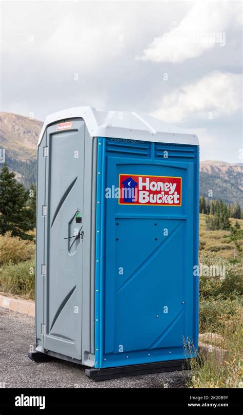 Porta-potty, Honey Bucket in parking area, Colorado Stock Photo - Alamy