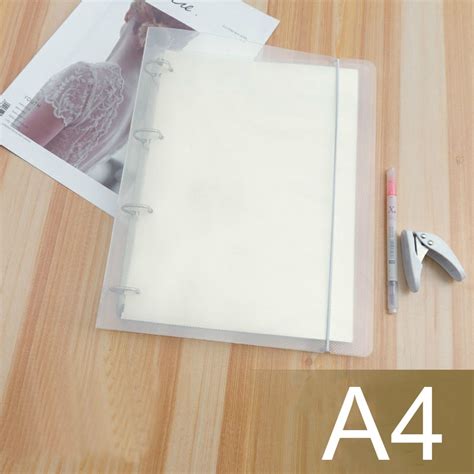 A4 4 Holes Transparent File Folder Notebook Loose Leaf Binder Rings DIY ...