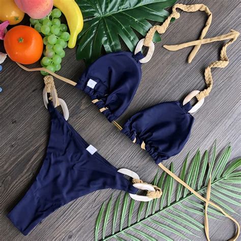 Hermoso Bikini Azul Oscuro Tienda Luzy