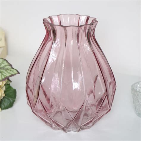 Pink Cut Glass Vase