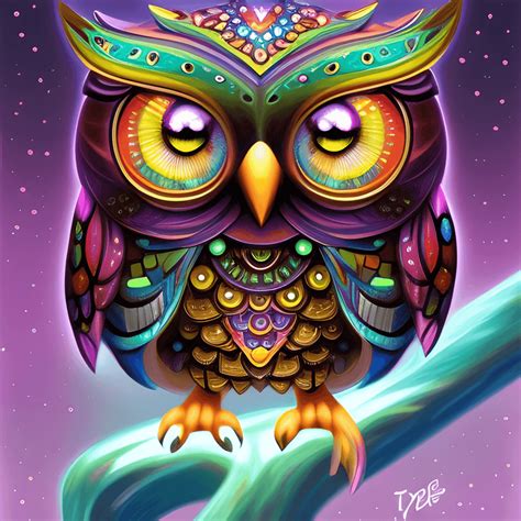 Mystical Owl With Gems Graphic · Creative Fabrica