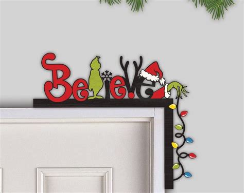 Believe Grinch Door Corner Decor Christmas Door Corners Grinch Decor Christmas Grinch Door