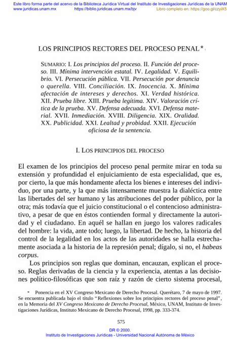 Pdf Los Principios Rectores Del Proceso Penal El último Párrafo Del