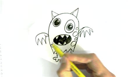 How To Draw Cute Monster In Easy Steps For Children Kids Beginners