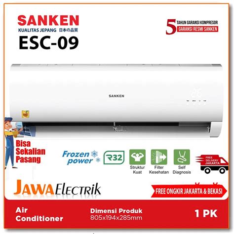 Jual Sanken AC 1 PK Air Conditioner 1PK ESC 09 D L FREE Pemasangan