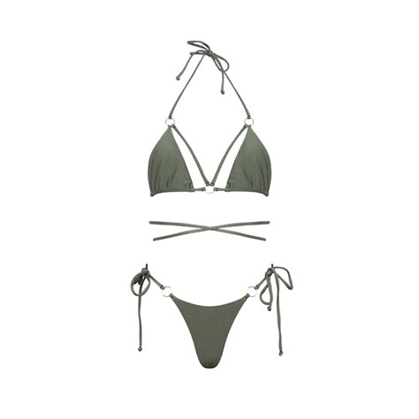Viktoria Bikini Top In Khaki Viki Swim Wolf Badger
