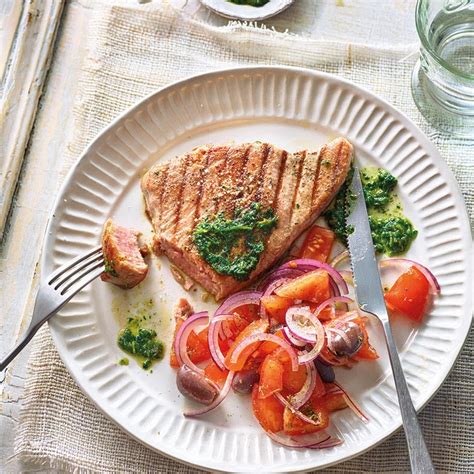 Gegrillter Thunfisch Mit Salsa Verde Und Tomatensalat Rezept Ww