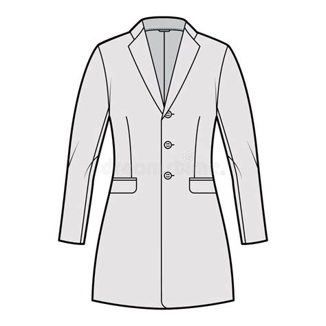 Jacket Fitted Blazer Structured Suit Technical Fashion Illustration