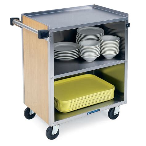 Lakeside 626 28 1 4 L Metal Bus Cart W 3 Levels Shelves Maple