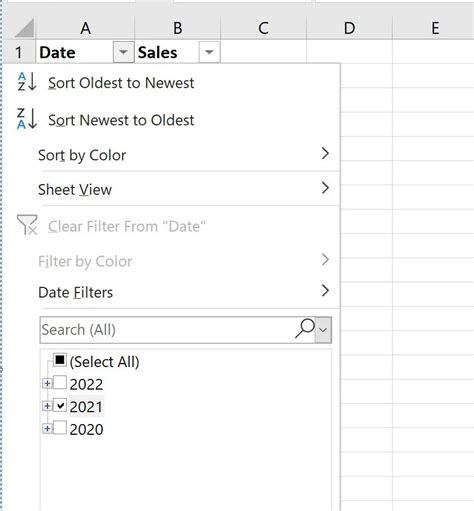 Comment filtrer les dates par année dans Excel avec exemple Statorials