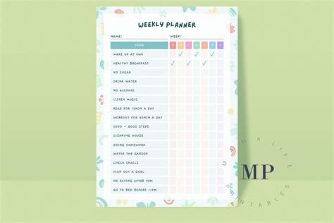 Editable Weekly Planner Graphic by Monica Paulon · Creative Fabrica