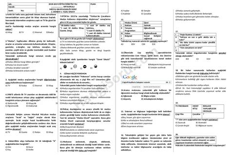 S N F Medya Okuryazarl Yaz L Sorular A K U Lu
