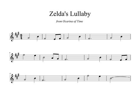 Zelda's Lullaby Sheet Music for Soprano/tenor Recorder, INSTANT ...