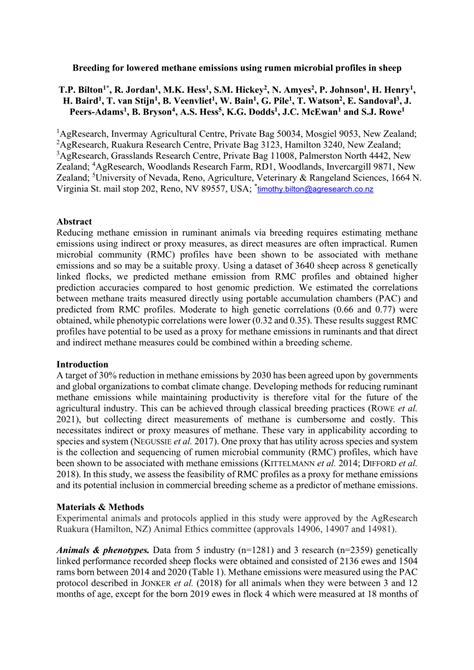 (PDF) Breeding for lowered methane emissions using rumen microbial ...