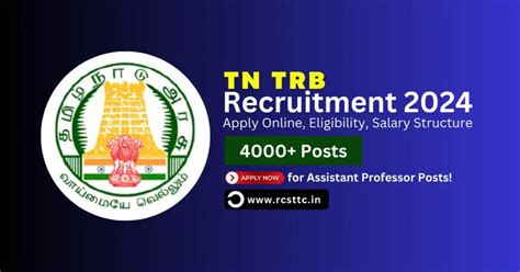 TN TRB Assistant Professor Recruitment 2024 Apply Online Eligibility