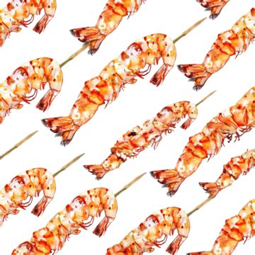 Ebi Furai Grilled Shrimp Striped Seamless Pattern Asian Food Ebi