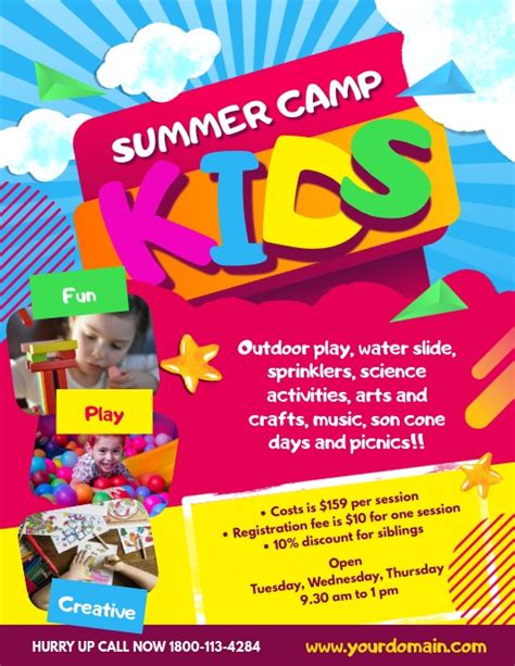 Kids Summer Camp Poster Flyer Template Postermywall Kids Camp Summer