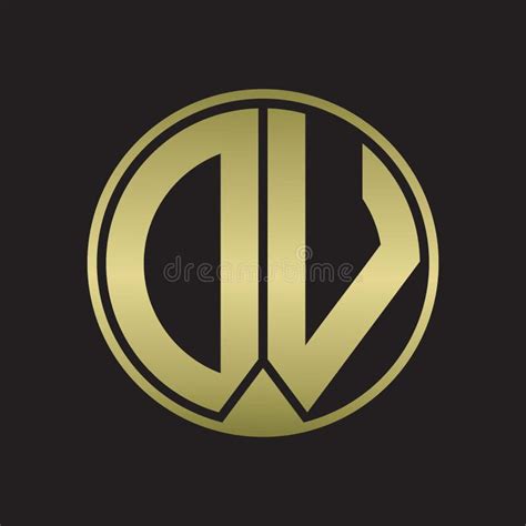 DV Logo Monogram Circle With Piece Ribbon Style On Gold Colors Stock