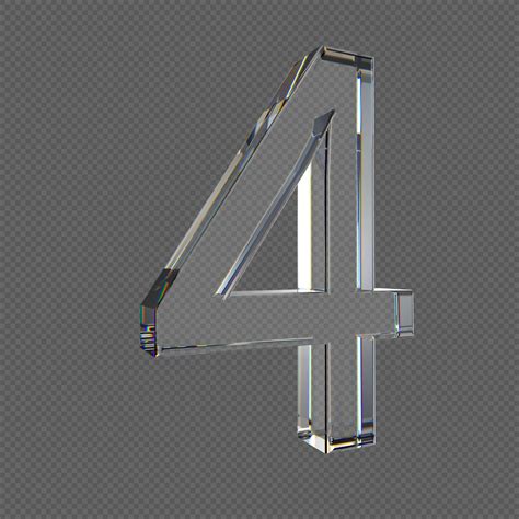 Clear Glass Number 4, Glass Number, Texture, Numbers PNG White