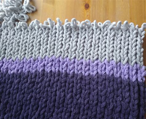 Loop yarn rib stitch blanket - Ms Yarn