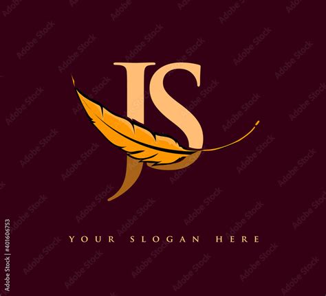 Initial Letter Js Logo With Feather Company Name Simple And Clean