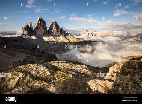 Tre Cime at sunrise Stock Photo - Alamy