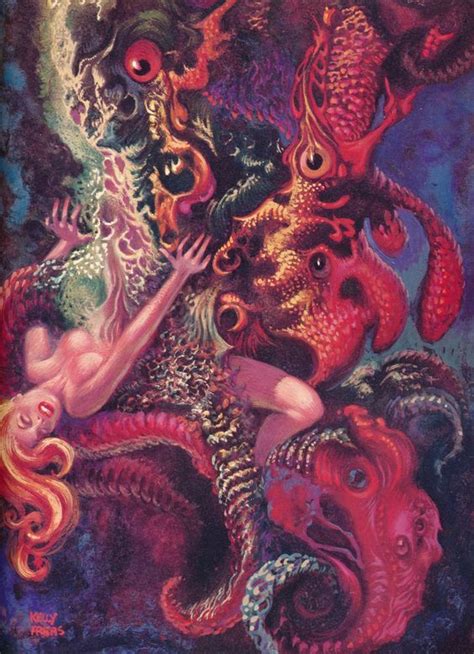 A Painting Of A Woman Surrounded By Octopuses And Other Creatures In