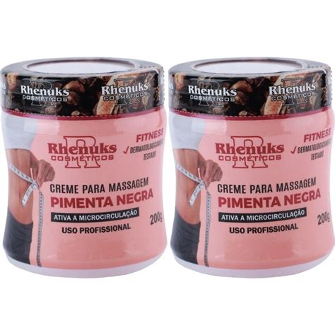 Kit Creme Para Massagem Pimenta Negra Elimina Estrias E Celulites