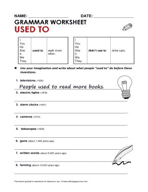 Fillable Online Name Date Grammar Worksheet Used To Fax Email Print