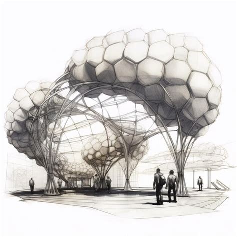 Premium AI Image | A drawing of a building with a dome shaped structure made by the company of ...