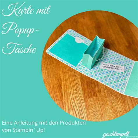 Karte mit Popup Tasche fröhliche Muster eine Anleitung mit den