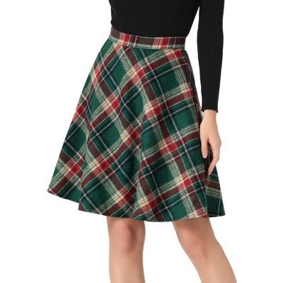 Inspire Chic Women S Christmas Plaids Vintage Tartan Elastic Waist Knee