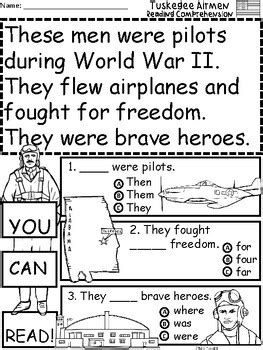 A Tuskegee Airmen Comprehension For Guided Reading By Regina Davis