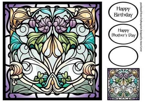 Art Nouveau Stained Glass Window 4 8x8 Cup1201486 1763 Craftsuprint