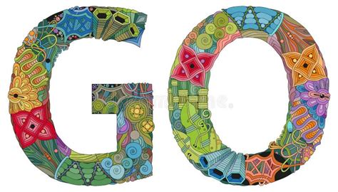 Word Go Vector Zentangle Object For Decoration Stock Vector