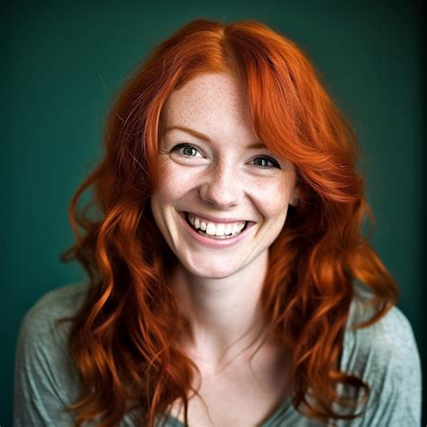 Premium Photo A Woman With Red Hair Smiling For The Camera