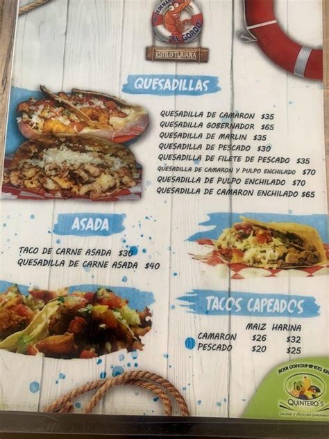 Carta Del Restaurante Tacos Del Mariscos El Gordo Mazatl N Antonio