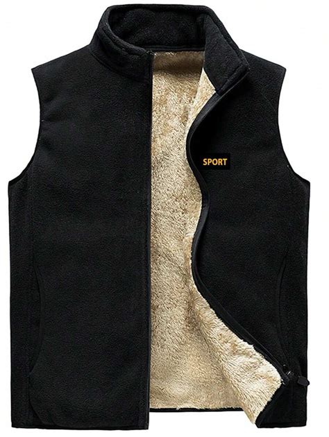 Manfinity Homme Loose Fit Men S Zip Up Vest Jacket Teddy Lined Fleece