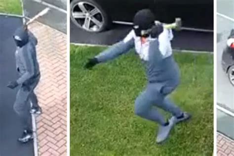 Masked Thugs Wielding Hammer And Baseball Bat Try To Steal Car In