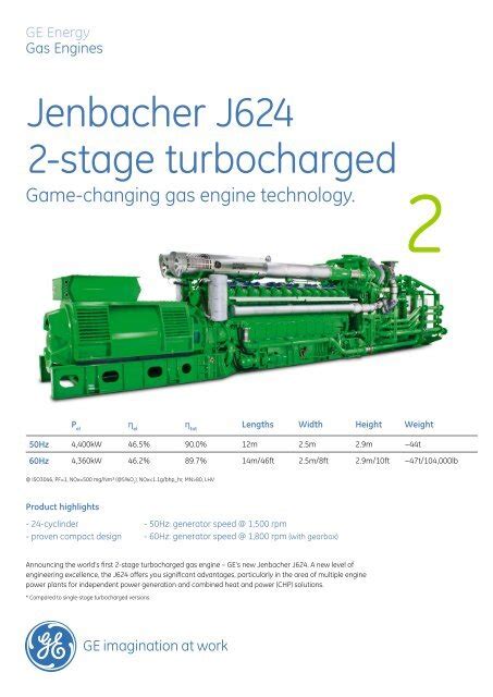 Fact Sheet Jenbacher J Stage Turbocharged Ge Energy