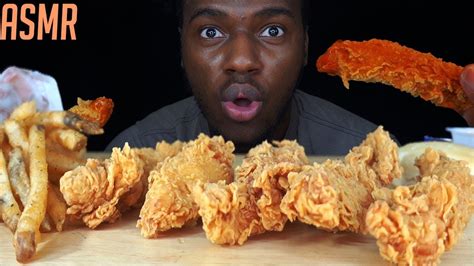 Asmr Popeyes Fried Chicken Tenders With Fries And Biscuit Crunchy